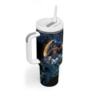 Samoa Siva Afi Tumbler With Handle Fireknife Fire Dance Pacific Tribal Motif
