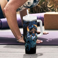 Samoa Siva Afi Tumbler With Handle Fireknife Fire Dance Pacific Tribal Motif
