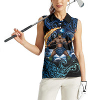 Samoa Siva Afi Women Sleeveless Polo Shirt Fireknife Fire Dance Pacific Tribal Motif