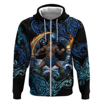 Samoa Siva Afi Zip Hoodie Fireknife Fire Dance Pacific Tribal Motif