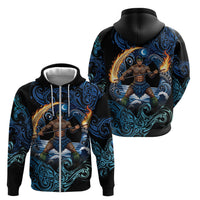 Samoa Siva Afi Zip Hoodie Fireknife Fire Dance Pacific Tribal Motif
