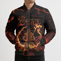 Samoa Siva Afi Dance Fireknife Bomber Puffer Jacket Polynesian Heritage Fire Dance