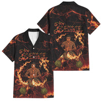 Samoa Siva Afi Dance Fireknife Family Matching Off The Shoulder Long Sleeve Dress and Hawaiian Shirt Polynesian Heritage Fire Dance