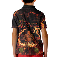Samoa Siva Afi Dance Fireknife Kid Polo Shirt Polynesian Heritage Fire Dance