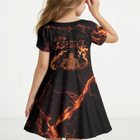 Samoa Siva Afi Dance Fireknife Kid Short Sleeve Dress Polynesian Heritage Fire Dance
