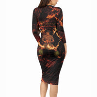 Samoa Siva Afi Dance Fireknife Long Sleeve Bodycon Dress Polynesian Heritage Fire Dance