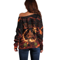 Samoa Siva Afi Dance Fireknife Off Shoulder Sweater Polynesian Heritage Fire Dance