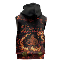 Samoa Siva Afi Dance Fireknife Sleeveless Zip Hoodie Polynesian Heritage Fire Dance