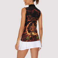Samoa Siva Afi Dance Fireknife Women Sleeveless Polo Shirt Polynesian Heritage Fire Dance