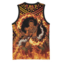 Samoa Siva Afi Dance Fireknife Basketball Jersey Samoan Tribal Motif Dancing in the Fire