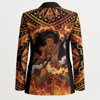 Samoa Siva Afi Dance Fireknife Blazer Samoan Tribal Motif Dancing in the Fire