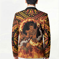 Samoa Siva Afi Dance Fireknife Blazer Samoan Tribal Motif Dancing in the Fire