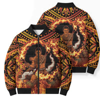 Samoa Siva Afi Dance Fireknife Bomber Puffer Jacket Samoan Tribal Motif Dancing in the Fire