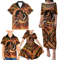 Samoa Siva Afi Dance Fireknife Family Matching Puletasi and Hawaiian Shirt Samoan Tribal Motif Dancing in the Fire