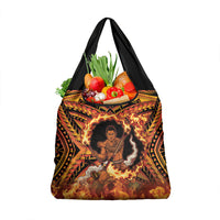 Samoa Siva Afi Dance Fireknife Grocery Bag Samoan Tribal Motif Dancing in the Fire