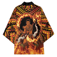Samoa Siva Afi Dance Fireknife Kimono Samoan Tribal Motif Dancing in the Fire
