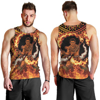 Samoa Siva Afi Dance Fireknife Men Tank Top Samoan Tribal Motif Dancing in the Fire