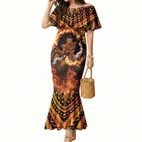 Samoa Siva Afi Dance Fireknife Mermaid Dress Samoan Tribal Motif Dancing in the Fire