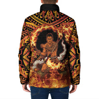 Samoa Siva Afi Dance Fireknife Padded Jacket Samoan Tribal Motif Dancing in the Fire