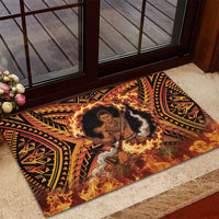 Samoa Siva Afi Dance Fireknife Rubber Doormat Samoan Tribal Motif Dancing in the Fire