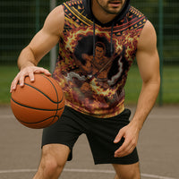 Samoa Siva Afi Dance Fireknife Sleeveless Hoodie Samoan Tribal Motif Dancing in the Fire