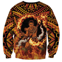 Samoa Siva Afi Dance Fireknife Sweatshirt Samoan Tribal Motif Dancing in the Fire