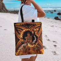 Samoa Siva Afi Dance Fireknife Tote Bag Samoan Tribal Motif Dancing in the Fire
