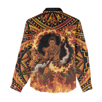 Samoa Siva Afi Dance Fireknife Women Casual Shirt Samoan Tribal Motif Dancing in the Fire