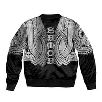Samoan Ula Nifo Afi Tribal Sleeve Zip Bomber Jacket Polynesian Pattern