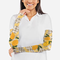 Maku'e Hawaiian Mango Palaka Arm Sleeves Aloha Hibiscus Pikake Lei