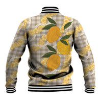 Maku'e Hawaiian Mango Palaka Baseball Jacket Aloha Hibiscus Pikake Lei