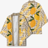 Maku'e Hawaiian Mango Palaka Kimono Aloha Hibiscus Pikake Lei