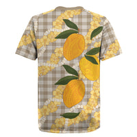 Maku'e Hawaiian Mango Palaka Rugby Jersey Aloha Hibiscus Pikake Lei