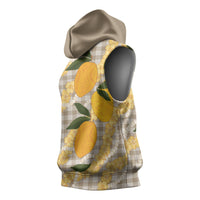 Maku'e Hawaiian Mango Palaka Sleeveless Hoodie Aloha Hibiscus Pikake Lei