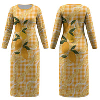 Alani Hawaiian Mango Palaka Couples Matching Long Sleeve Bodycon Dress and Hawaiian Shirt Aloha Hibiscus Pikake Lei