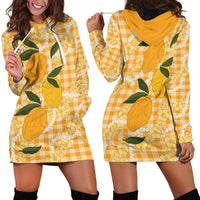 Alani Hawaiian Mango Palaka Hoodie Dress Aloha Hibiscus Pikake Lei