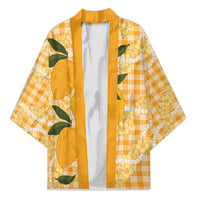 Alani Hawaiian Mango Palaka Kimono Aloha Hibiscus Pikake Lei