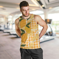 Alani Hawaiian Mango Palaka Men Tank Top Aloha Hibiscus Pikake Lei