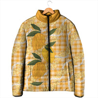 Alani Hawaiian Mango Palaka Padded Jacket Aloha Hibiscus Pikake Lei