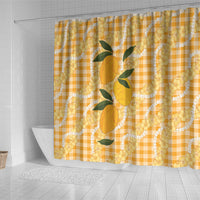 Alani Hawaiian Mango Palaka Shower Curtain Aloha Hibiscus Pikake Lei