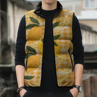 Alani Hawaiian Mango Palaka Sleeveless Puffer Jacket Aloha Hibiscus Pikake Lei