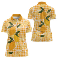 Alani Hawaiian Mango Palaka Women Polo Shirt Aloha Hibiscus Pikake Lei