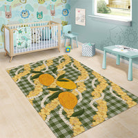 Uliuli Ahiahia Hawaiian Mango Palaka Area Rug Aloha Hibiscus Pikake Lei