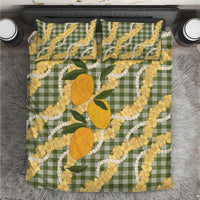 Uliuli Ahiahia Hawaiian Mango Palaka Bedding Set Aloha Hibiscus Pikake Lei