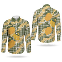 Uliuli Ahiahia Hawaiian Mango Palaka Couples Matching Tank Maxi Dress and Long Sleeve Button Shirt Aloha Hibiscus Pikake Lei