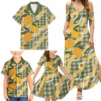 Uliuli Ahiahia Hawaiian Mango Palaka Family Matching Summer Maxi Dress and Hawaiian Shirt Aloha Hibiscus Pikake Lei