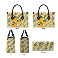 Uliuli Ahiahia Hawaiian Mango Palaka Leather Bag Aloha Hibiscus Pikake Lei