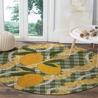 Uliuli Ahiahia Hawaiian Mango Palaka Round Carpet Aloha Hibiscus Pikake Lei