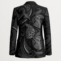 Hawaiian Mango Tribal Tattoo Blazer Black White Pacific Traditional Pattern