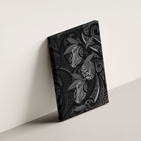 Hawaiian Mango Tribal Tattoo Canvas Wall Art Black White Pacific Traditional Pattern